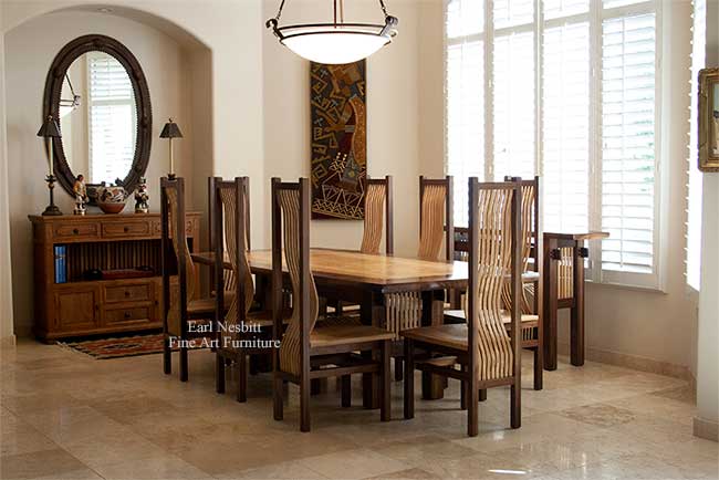 classic dining table shown from further away